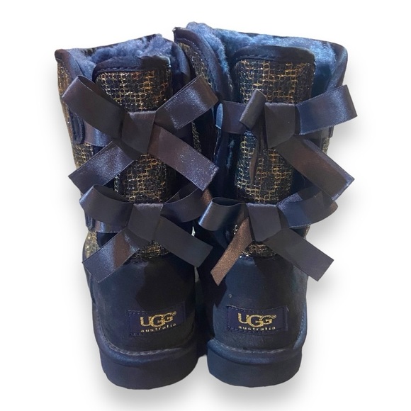 UGG Bailey bow glitter cheetah black boots Sz 7 - Picture 6 of 7
